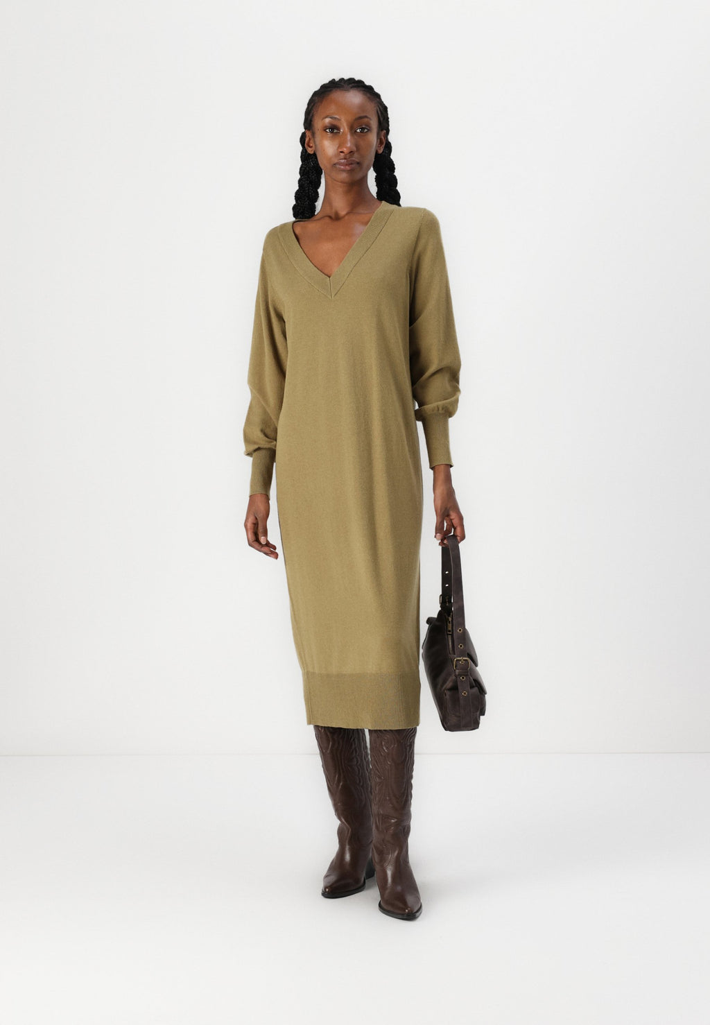VILA VIAMANDA LONG V NECK DRESS