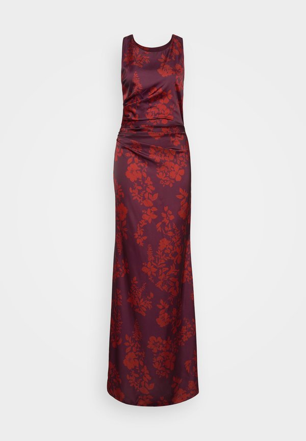 WAL G TALL AUTUMN WEDDING SASHA BACK CROSS PRINT MAXI