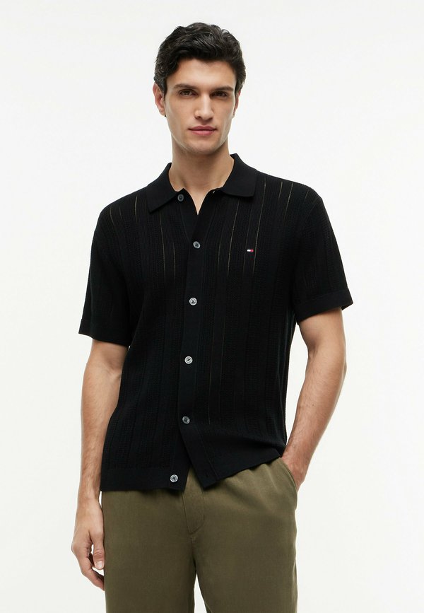 Tommy Hilfiger POINTELLE STRUCTURE SS SHIRT - SUMMER RESORT - Shirt - black heather