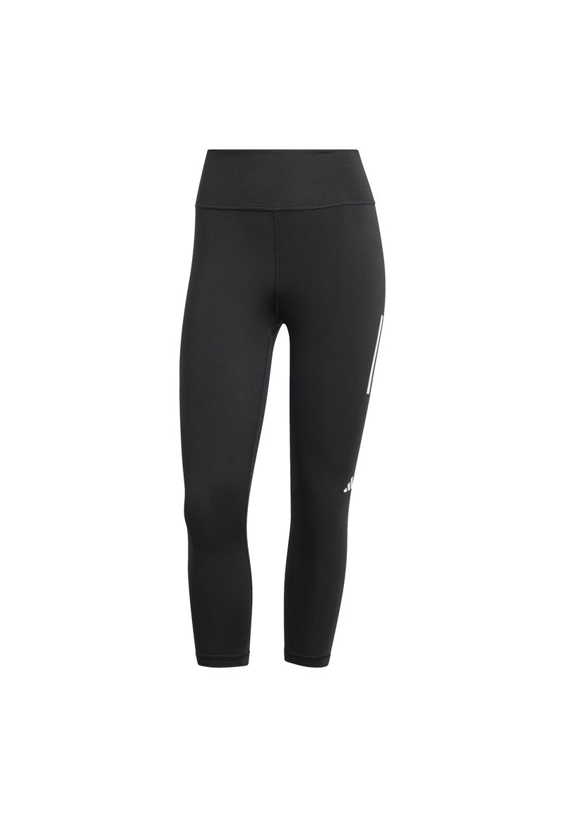 Schwarze Leggings aus elastischem Material mit hohem Bund. Verfügt über eine seitliche Tasche und ein kleines weißes Logo am Saum.