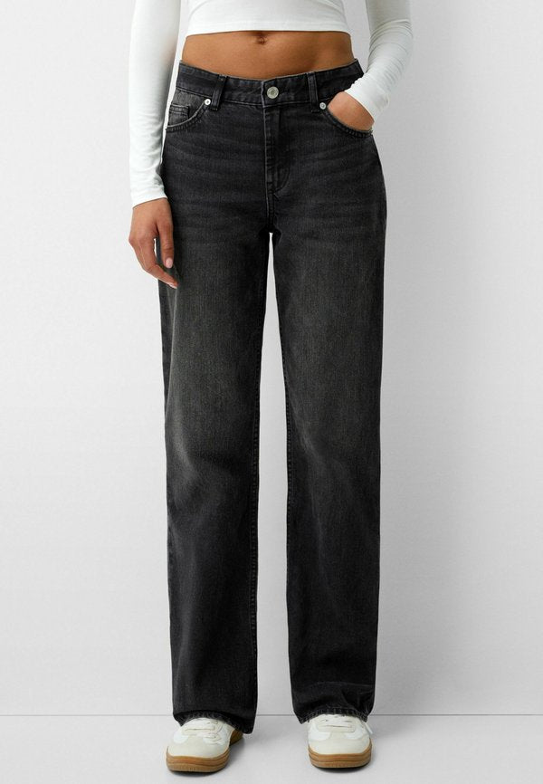Bershka Straight leg jeans - mottled dark grey