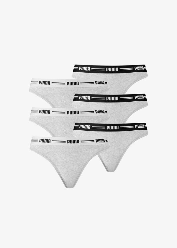Puma STRING SOFT WEBGUMMIBUND LOGO 6ER PACK - Thong - grau melange