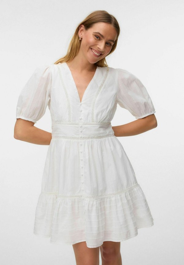 Vero Moda DRESS VMMINE SHORT DRESS - Day dress - bright white