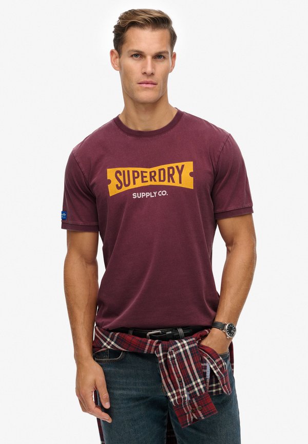 Superdry & Co HERITAGE TAB  - Print T-shirt - port red