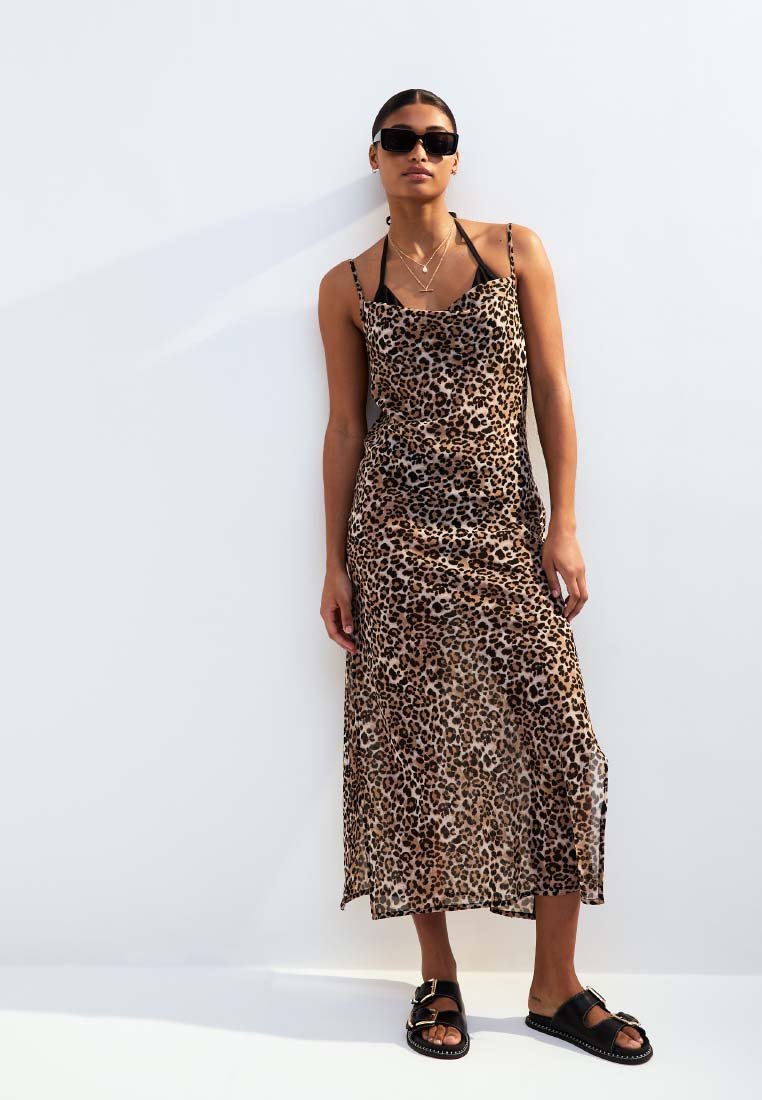 New Look LEOPARD PRINT MAXI COVER UP