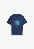 TOM TAILOR MIT PRINT - Print T-shirt - ocean blue