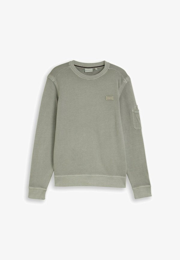 TOM TAILOR MIT ÄRMELTASCHE - Sweatshirt - greyish shadow olive