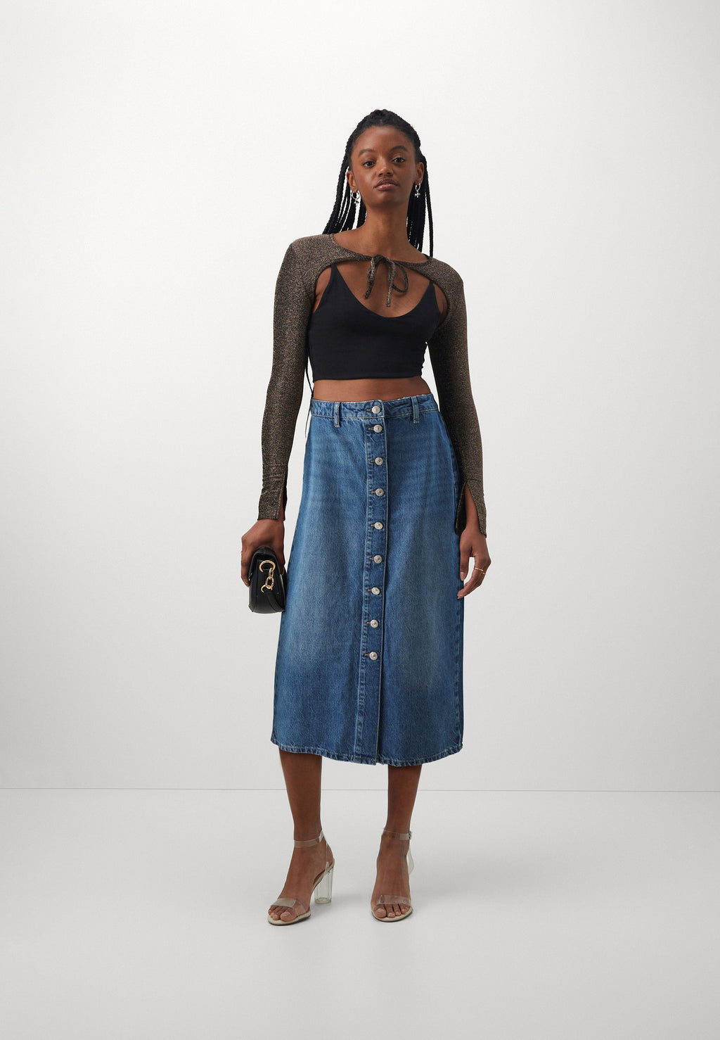 ONLY ONLCECE MIDI BUTTON SKIRT