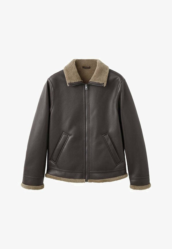 Mango Faux leather jacket - brown