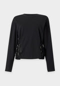 ONLY ONLMARIN TIE DETAIL - Long sleeved top - black