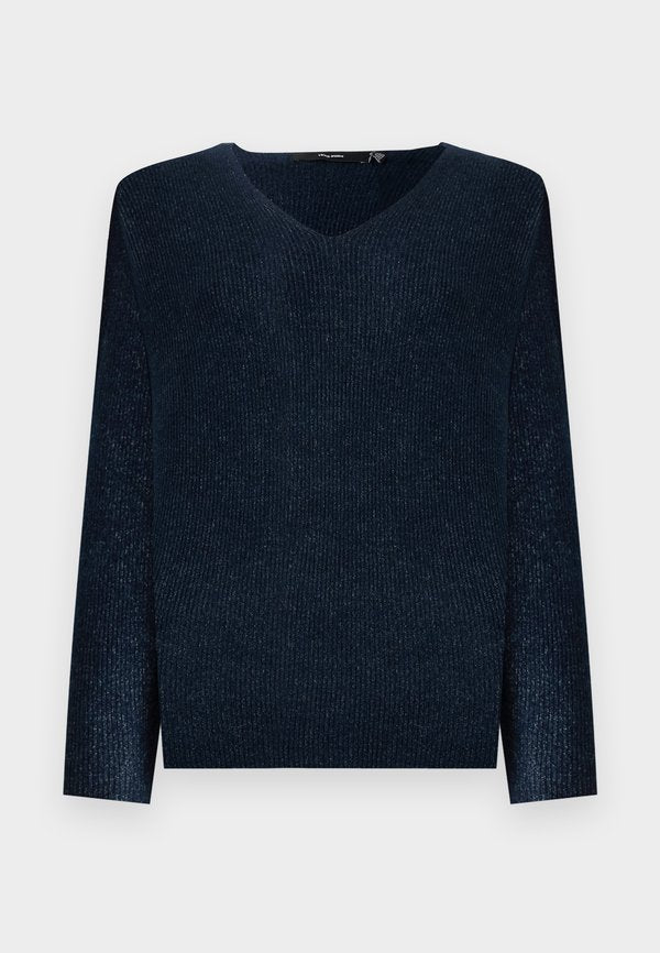 Vero Moda VMCREWLEFILE  V-NECK  - Jumper - navy blazer melange