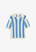 Bershka STRIPED SHORT SLEEVE MESH - POLO SHIRT - Polo shirt - light blue