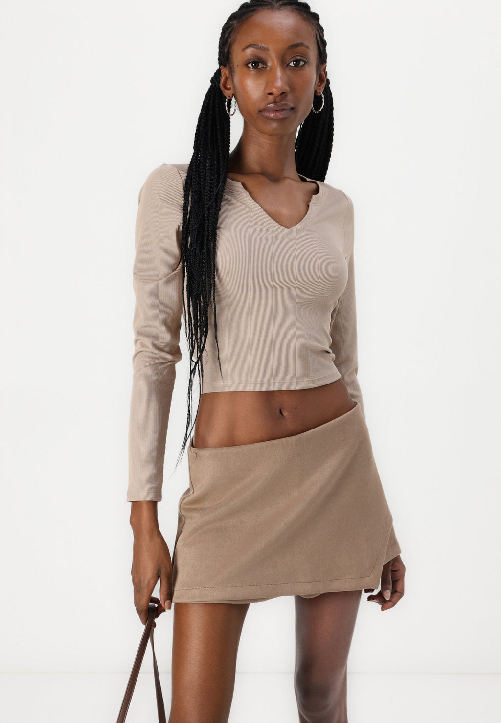 Hollister Co. Ribbbed Seamless Fabric Notch-Neck Top