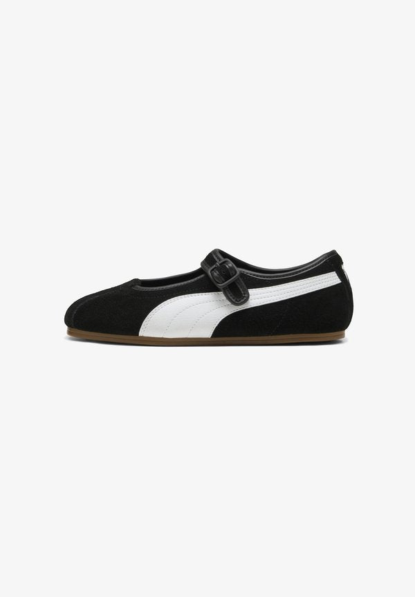 Puma PUMA TACKLETTE - Ankle strap ballerina shoes - puma black-puma white-gum