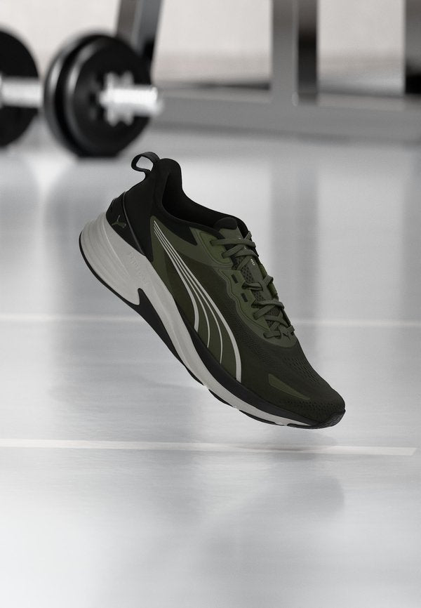 Puma ACTION PRO - Training shoe - moss veil/puma black/feather gray
