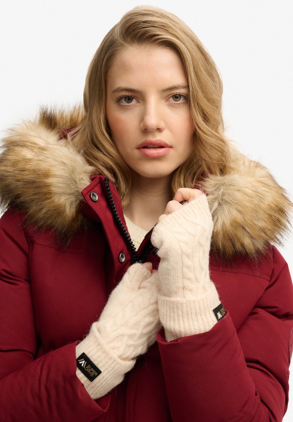 Superdry & Co CABLE LUXE - Mittens - oatmeal white