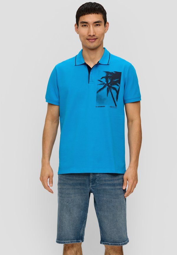 s.Oliver FRONTPRINT - Polo shirt - azurblau