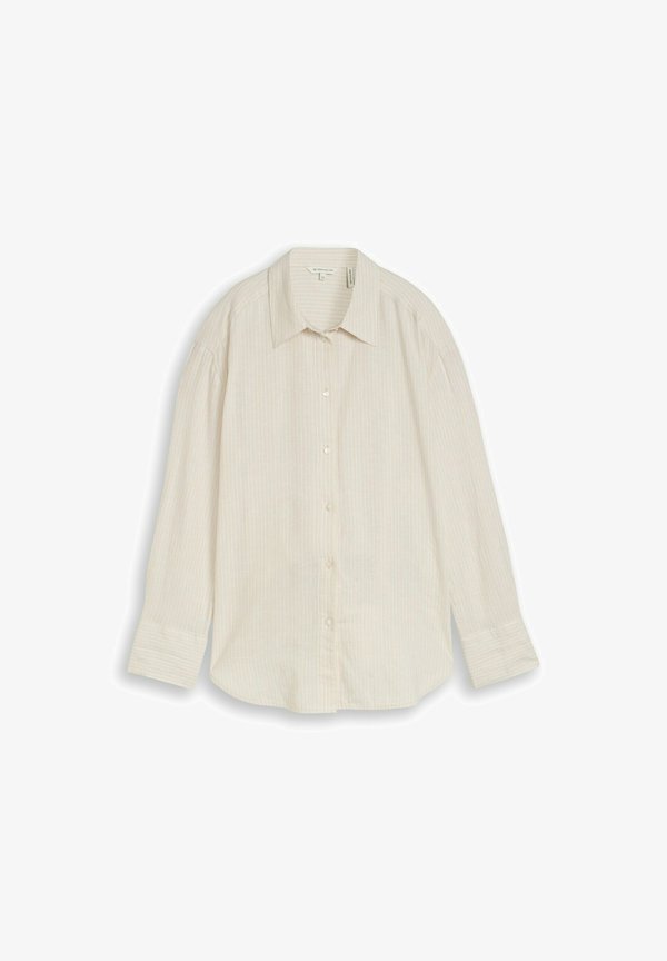 TOM TAILOR Button-down blouse - taupe white irregular stripe