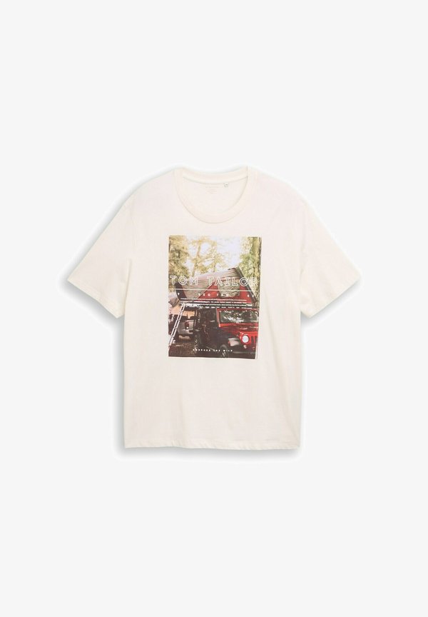TOM TAILOR PLUS SIZE - MIT FOTO - Print T-shirt - gardenia white