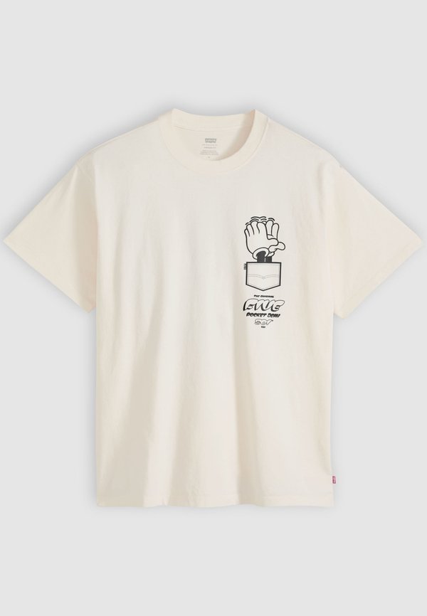 Levi's® VINTAGE FIT TEE - Print T-shirt - levis logo grid 3 egret