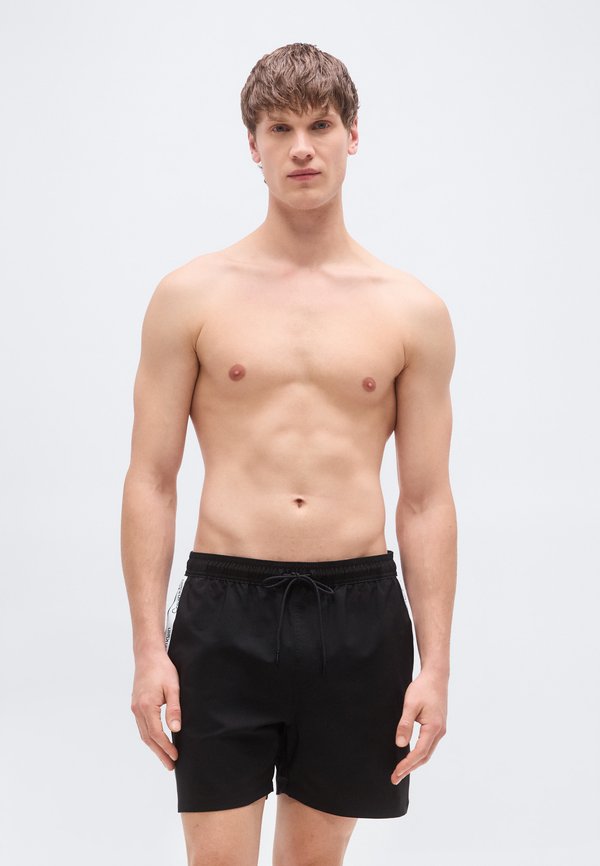 Calvin Klein Swimwear MEDIUM DRAWSTRING CORE LOGO TAPE - Swimming shorts - black