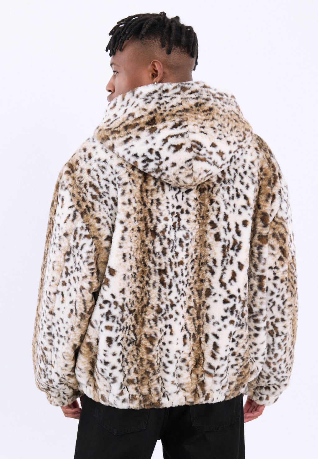 YOURTURN UNISEX OVERSIZED FIT FAUX FUR HOODED JACKET