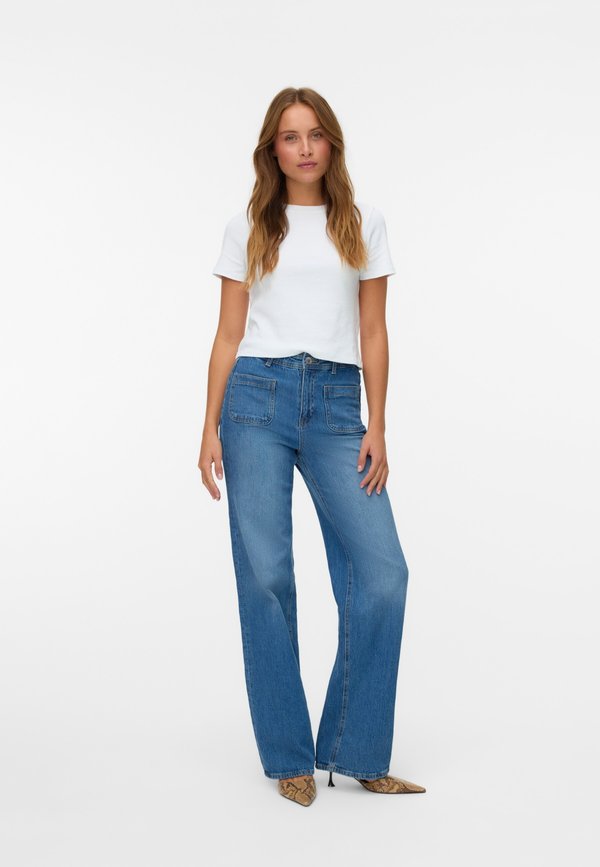 Vero Moda Wide-fit VMTESSA High rise Wide Leg Fit - Flared Jeans - medium blue denim
