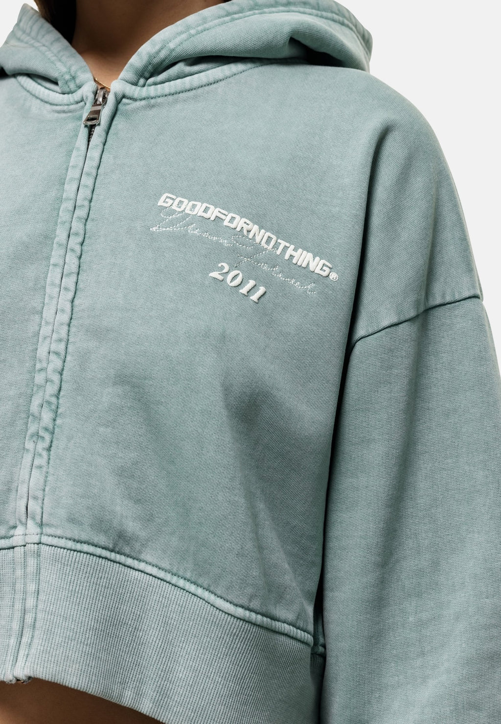 Good For Nothing FOREVER SLATE GREY CROPPED HOODIE