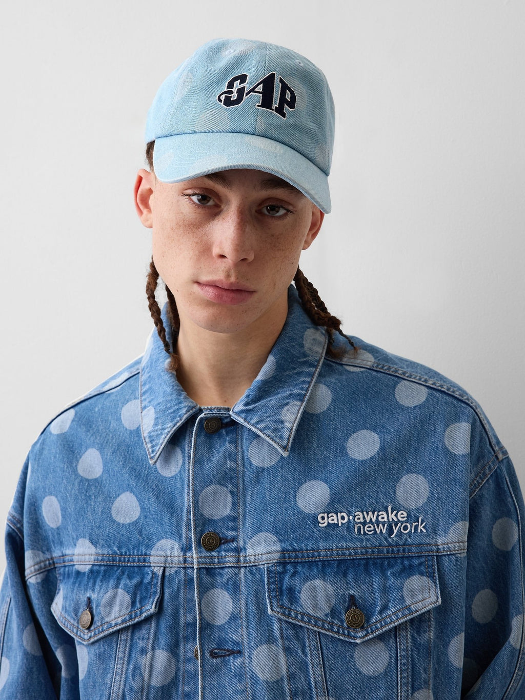 GAP GAP AWAKE NY DOTTED DENIM BASEBALL HAT