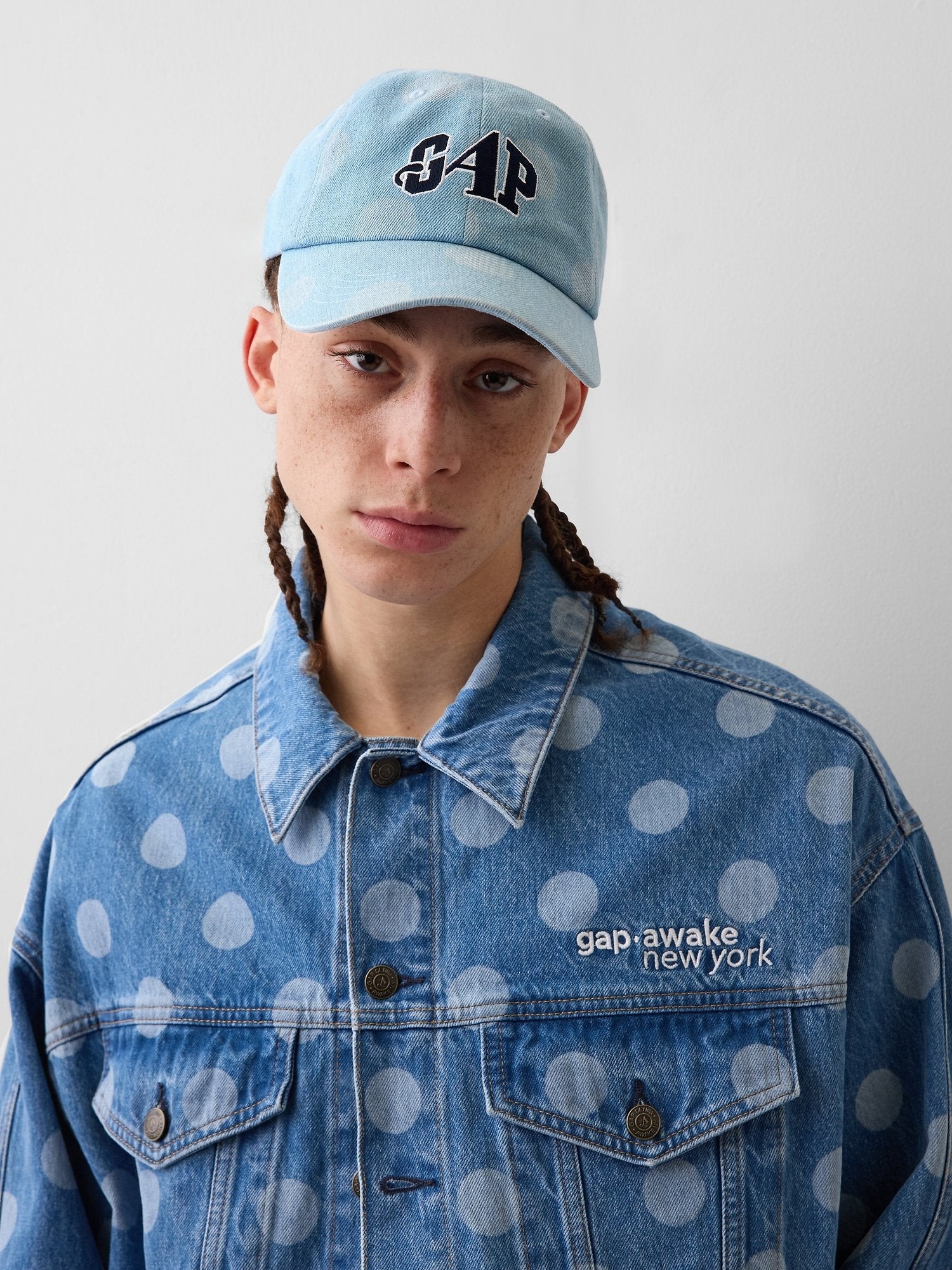 GAP GAP AWAKE NY DOTTED DENIM BASEBALL HAT