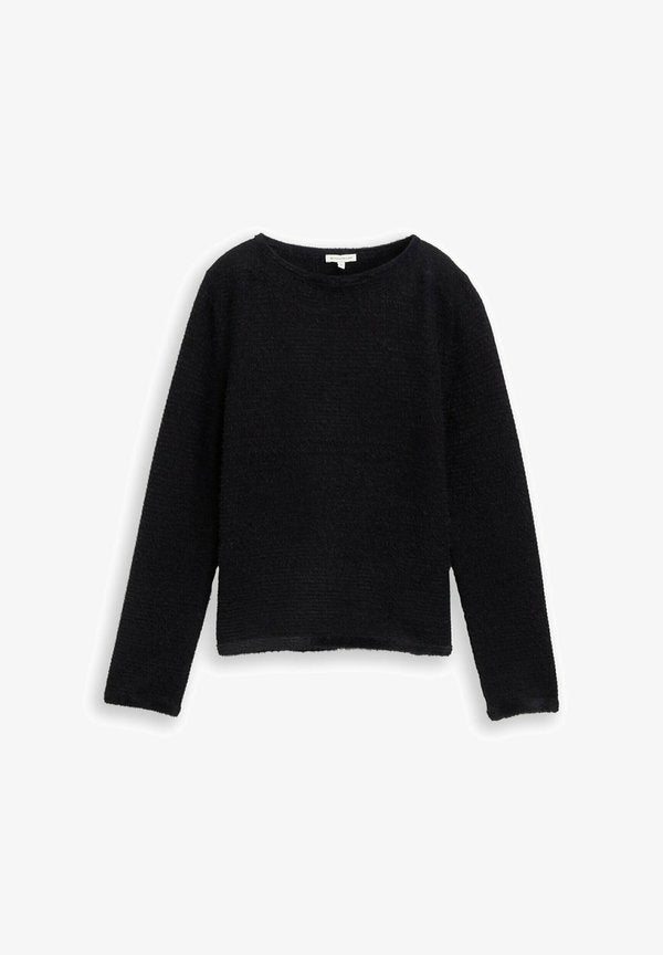 TOM TAILOR Jumper - black stripe with featheryarn