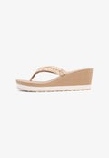 Tommy Hilfiger ROPE STRAP WEDGE FLIP-FLOPS - High heeled sandals - safari
