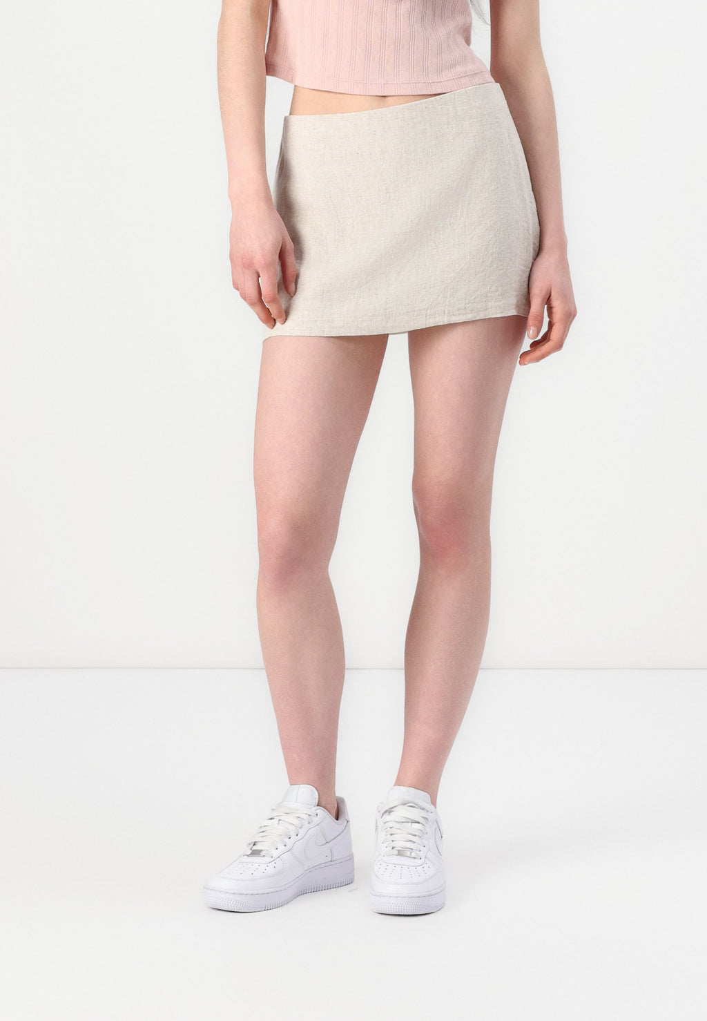 Abercrombie & Fitch The A&F Scarlett Mid Rise Linen-Blend Mini Skort