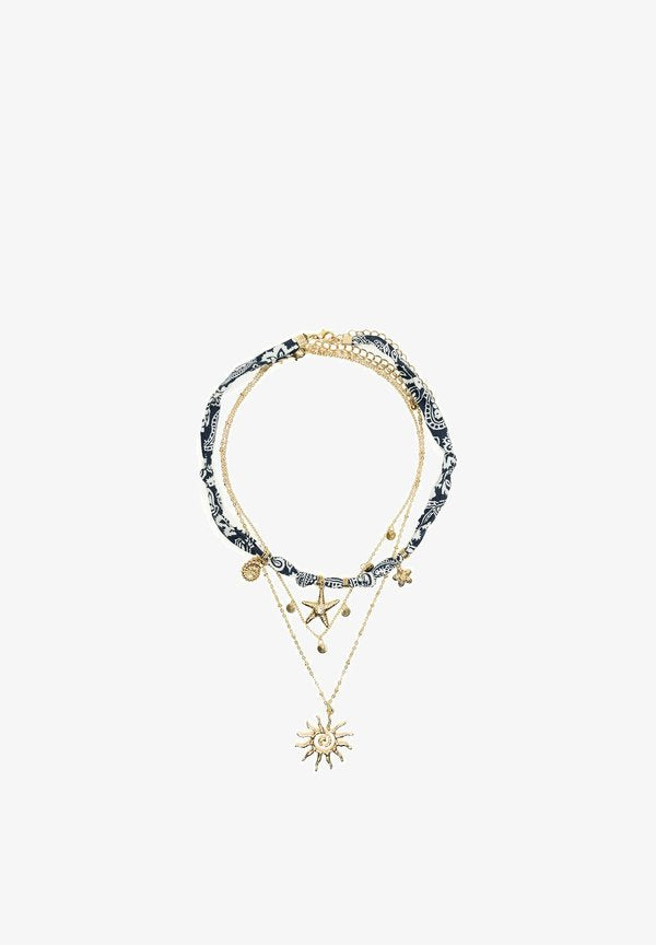 Bershka PACK OF SEA CHARM BANDANA - NECKLACES SET - Necklace - royal blue