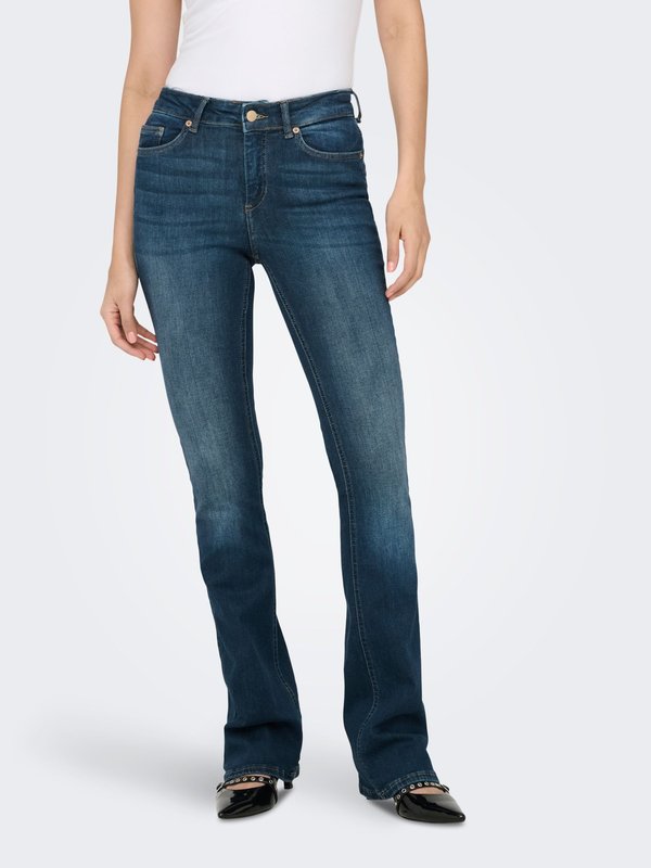 ONLY Flared fit ONLBLUSH Mid waist - Flared Jeans - dark blue denim