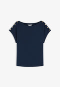 Tommy Hilfiger BOAT NECK TEE - Print T-shirt - dark night navy