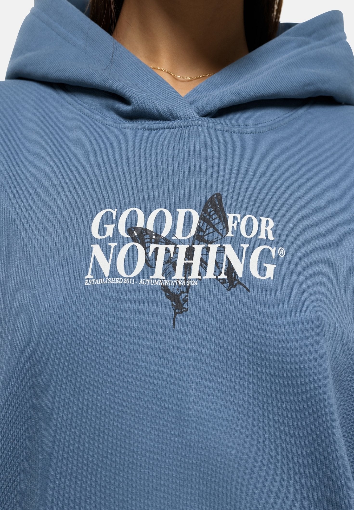 Good For Nothing SPECKLED COLLAGE AEGEAN BLUE OVERSIZED HOODIE