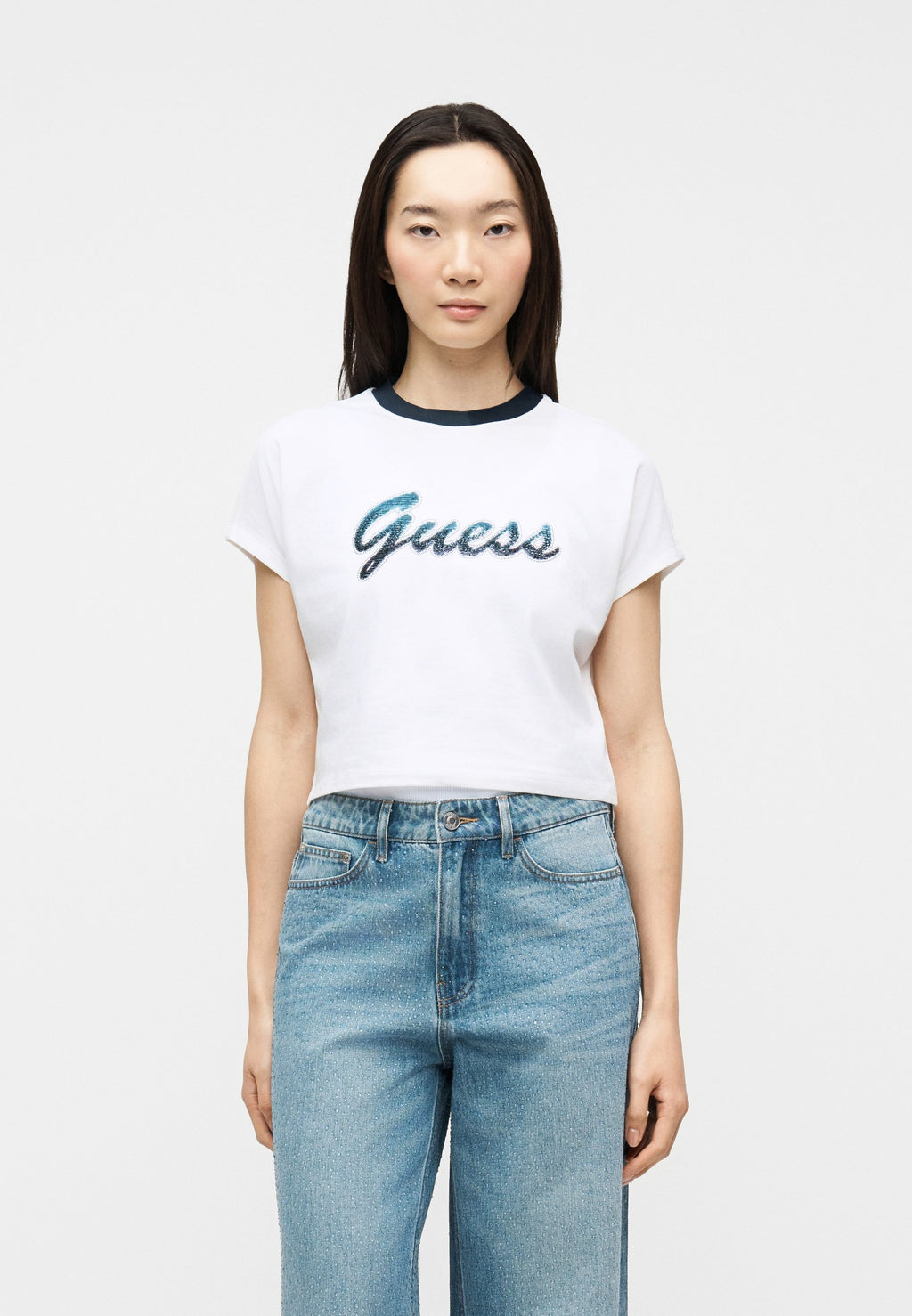 Guess SS CN SCRIPT CROP TEE