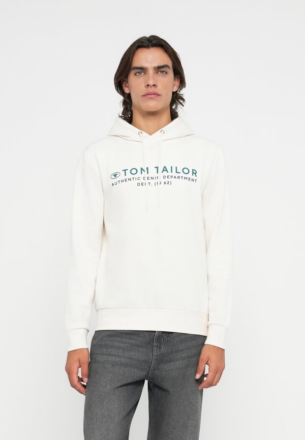 TOM TAILOR PRINTED HOODIE - Hoodie - gardenia white
