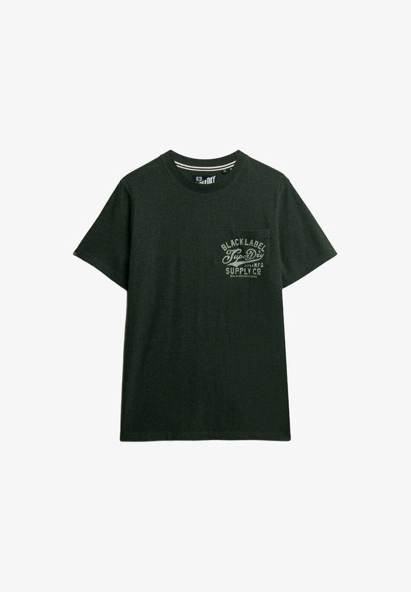 Superdry & Co INDUSTRIAL - Print T-shirt - deep forest green marl