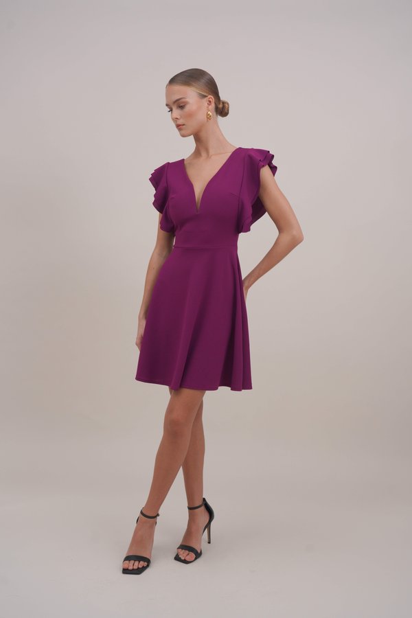 WAL G. FLUTTER SLEEVES DRESS