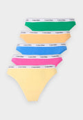 Calvin Klein Underwear ICON LOGO 5 PACK - Thong - mardi gras green/relay gold-coloured/golden-coloured