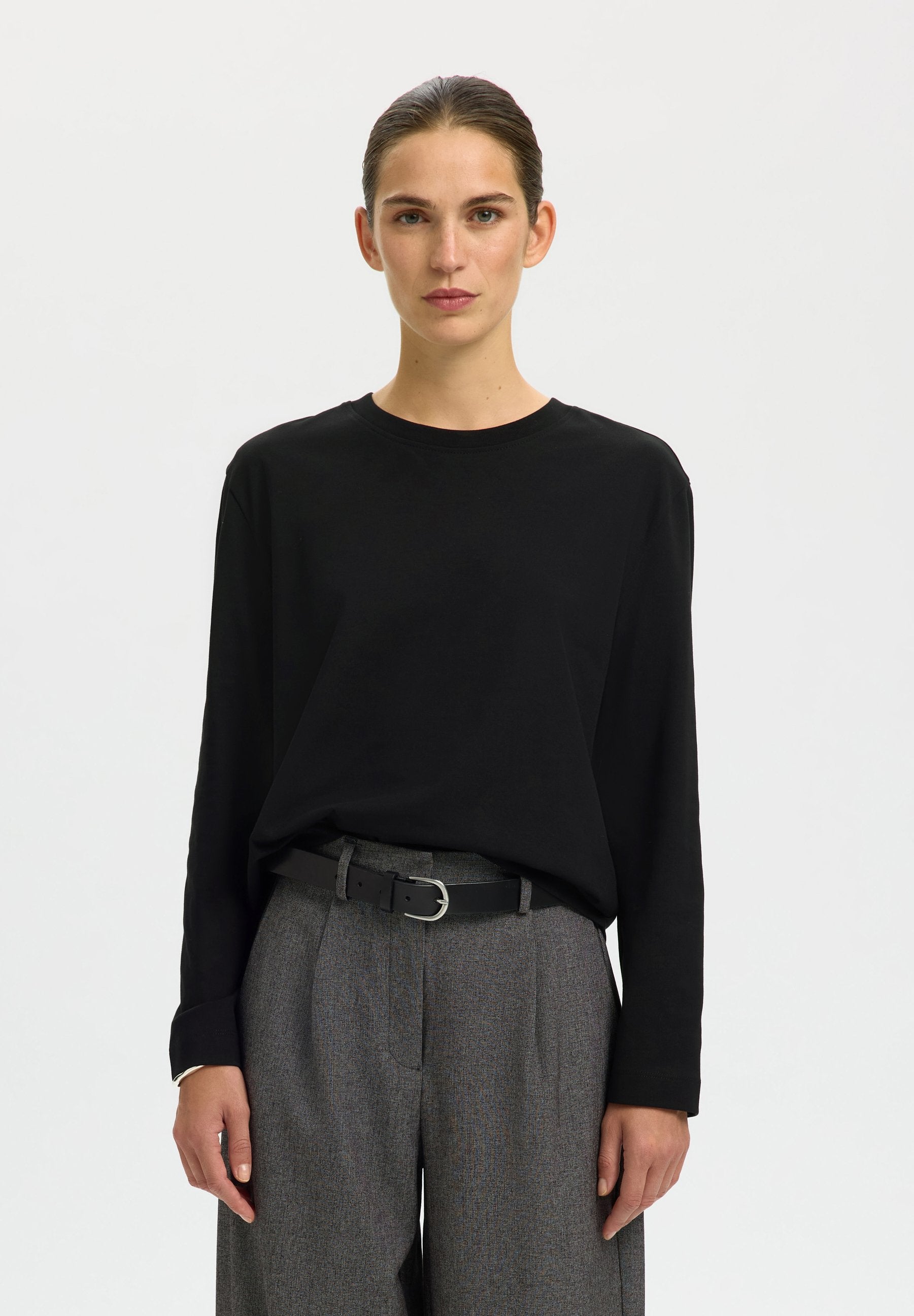 Selected SLFESSENTIAL LS BOXY TEE NOOS