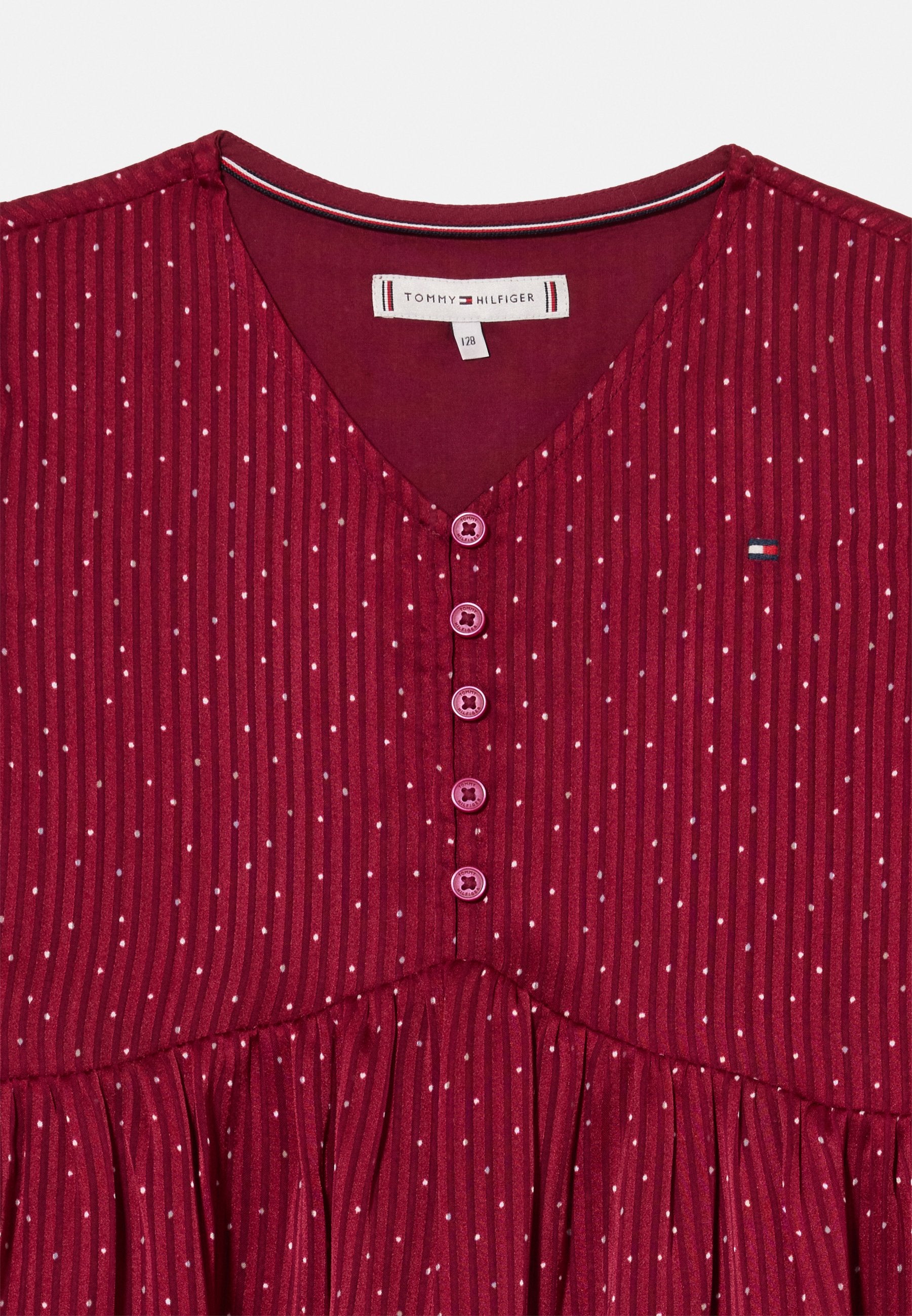 FESTIVE PRINT SMOCK DETAIL A-LINE DRESS Media 3
