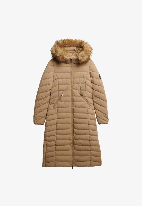 Superdry & Co FUJI HOODED LONGLINE - Winter coat - shaker beige