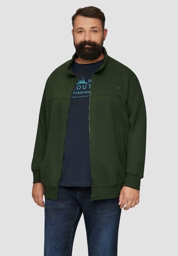 s.Oliver MIT STEHKRAGEN - Zip-up sweatshirt - tannengrün