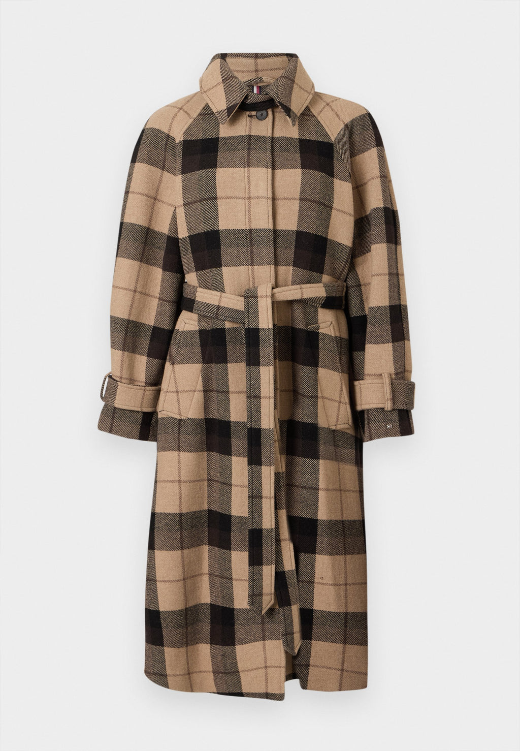 CHECK BELTED COAT Media 1