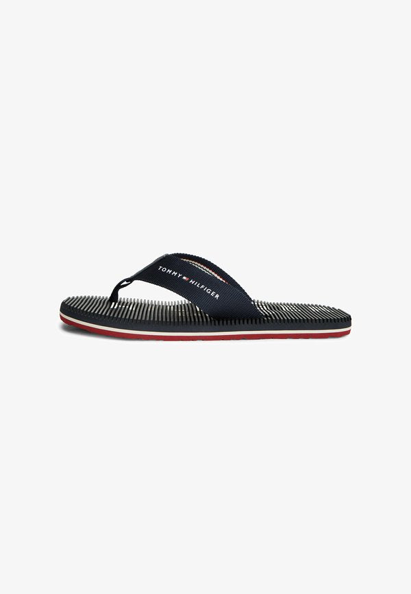 Tommy Hilfiger TOMMY HILFIGER WEBBING STRAP MASSAGE FOOTBED FLIP-FLOPS - Pool slides - navy blue