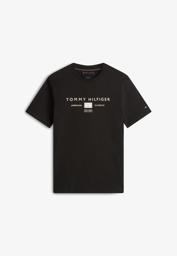 Tommy Hilfiger BRAND LOVE MONO STACK TEE - Print T-shirt - black