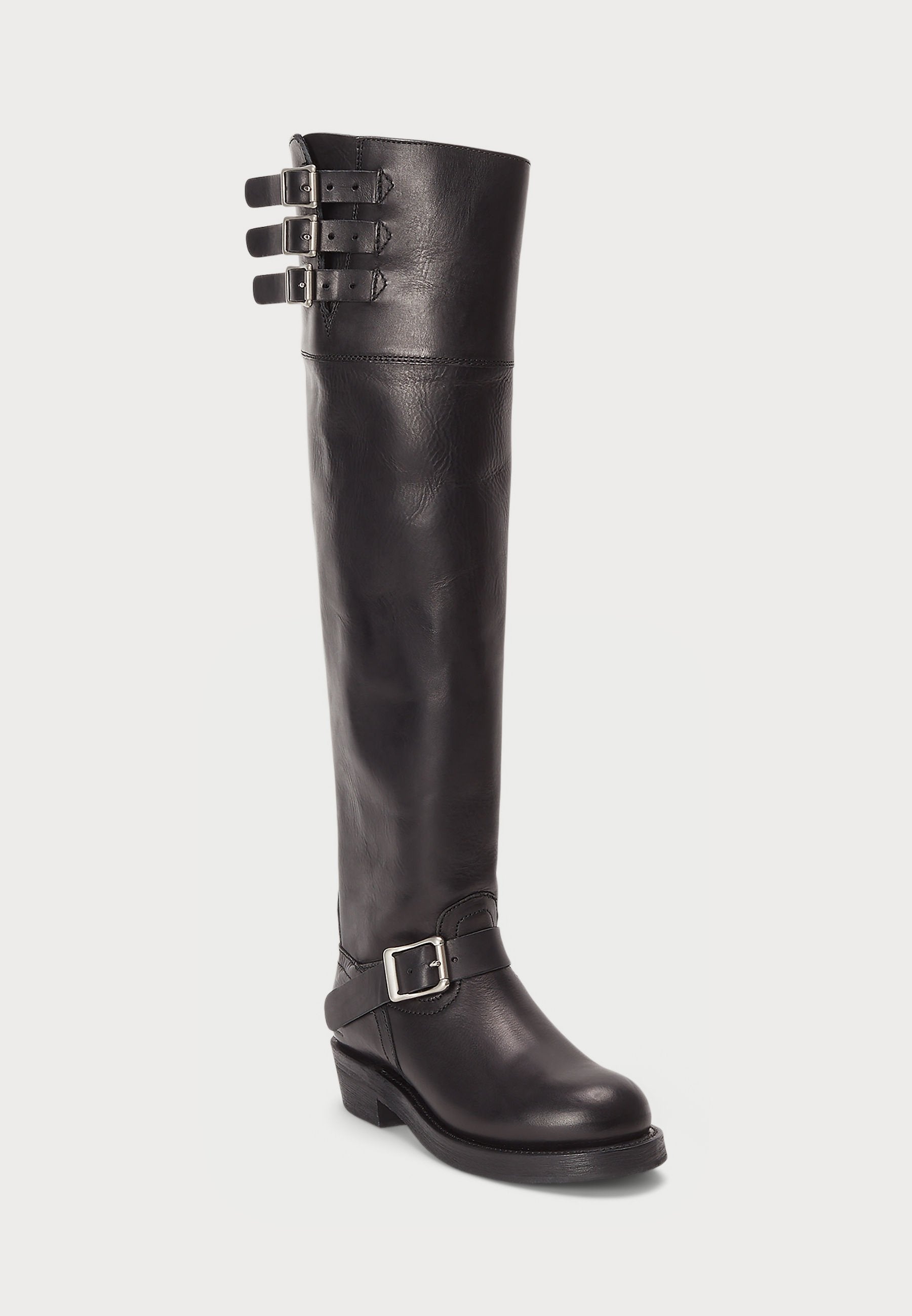 Polo Ralph Lauren BURNISHED LEATHER TALL MOTO BOOT